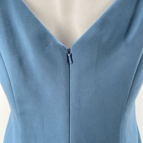 David’s Bridal Women’s Blue Squareneck Sleeveless Fit & Flare Cocktail Dress 8 - Picture 9 of 14